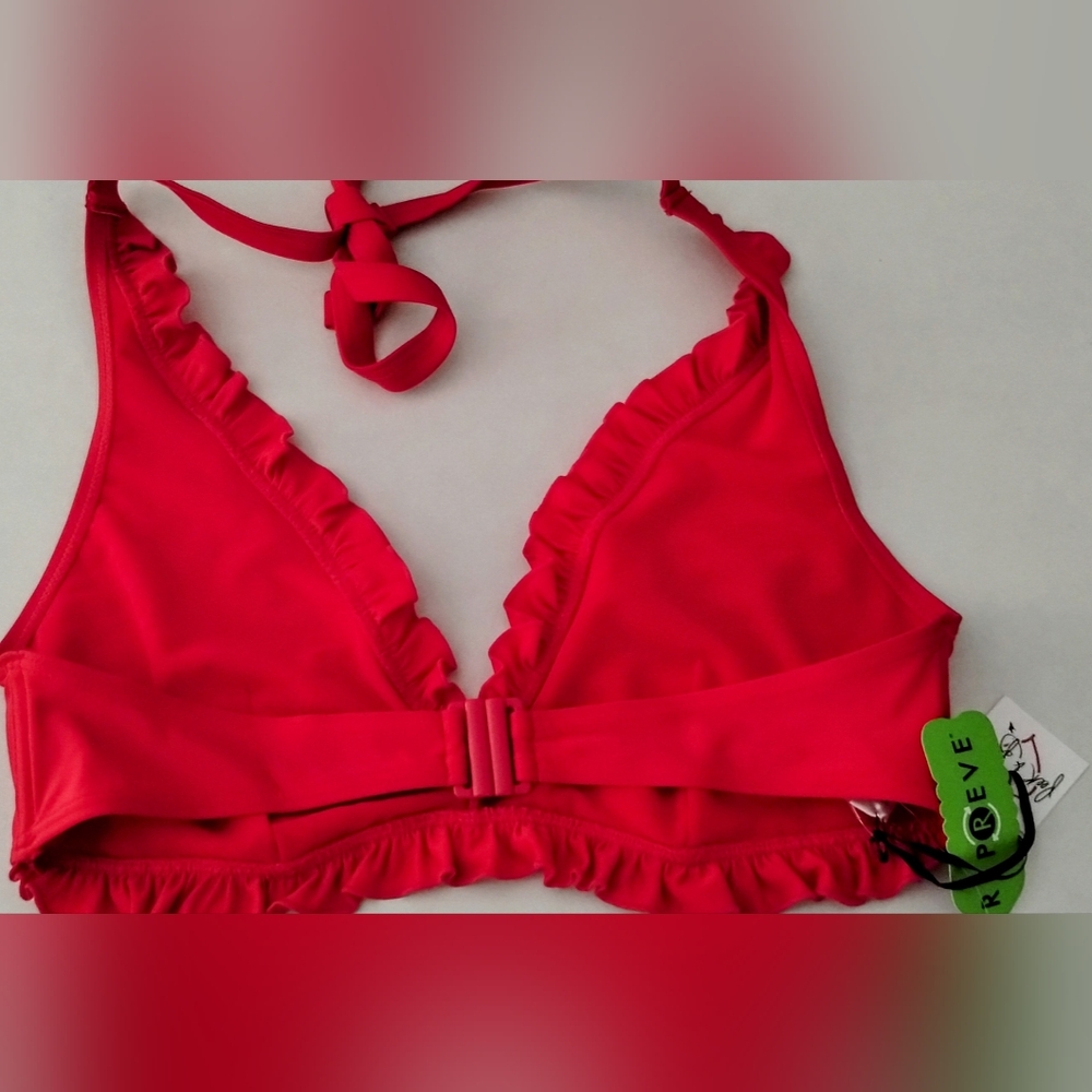 Red Ruffled Bikini Top - Picture 3 of 4